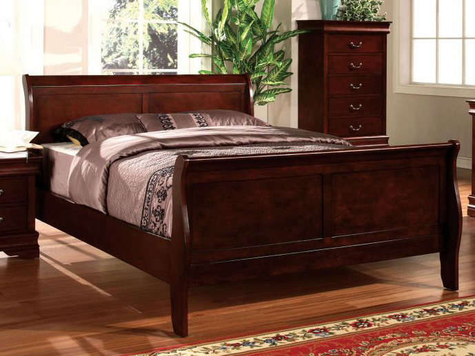 ACME Louis Philippe Queen Sleigh Bed in Cherry