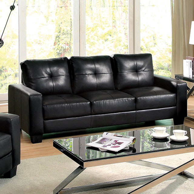 Bonsallo Black Contemporary Bonded Leather Match Sofa Couch - Shop For ...