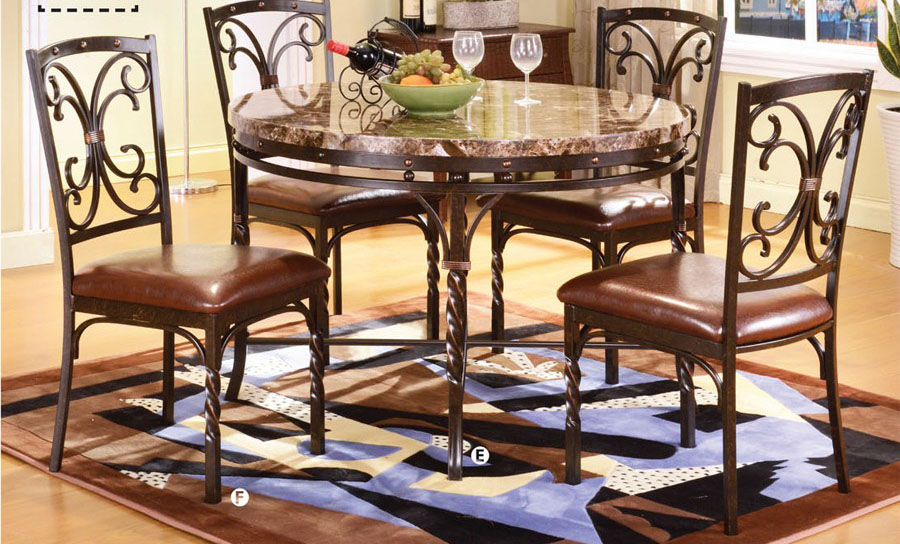Burril Brown Faux Marble Top Metal Dining Table Set Shop For Affordable Home Furniture Decor Outdoors And More