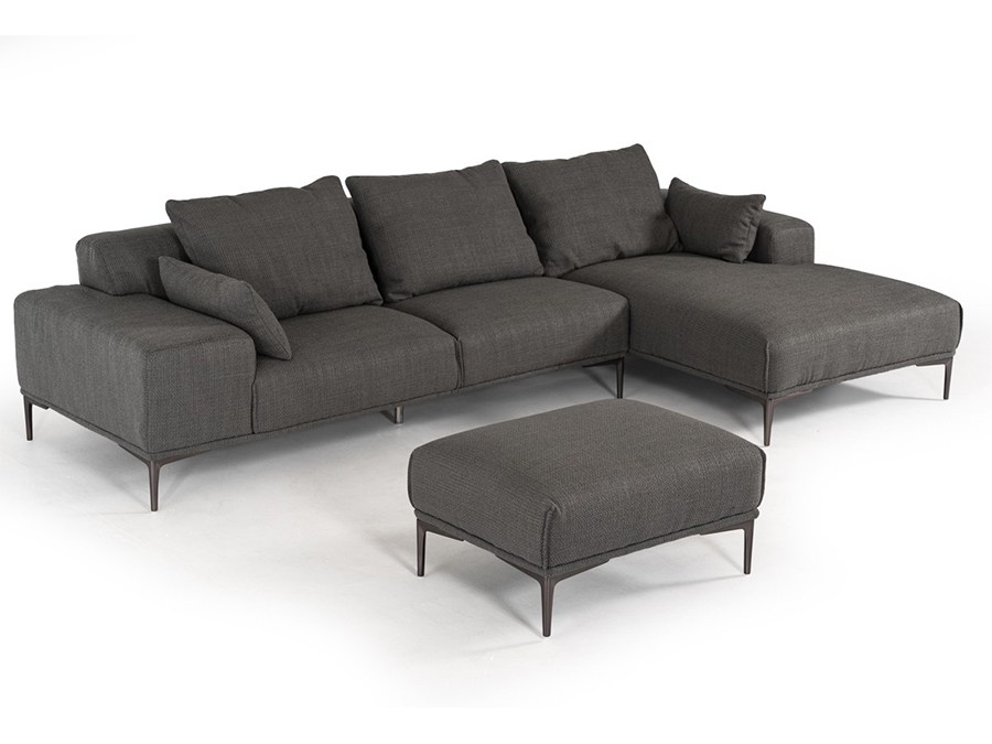 Dark Grey Sectional w/ Ottoman - Shop for Affordable Home Furniture