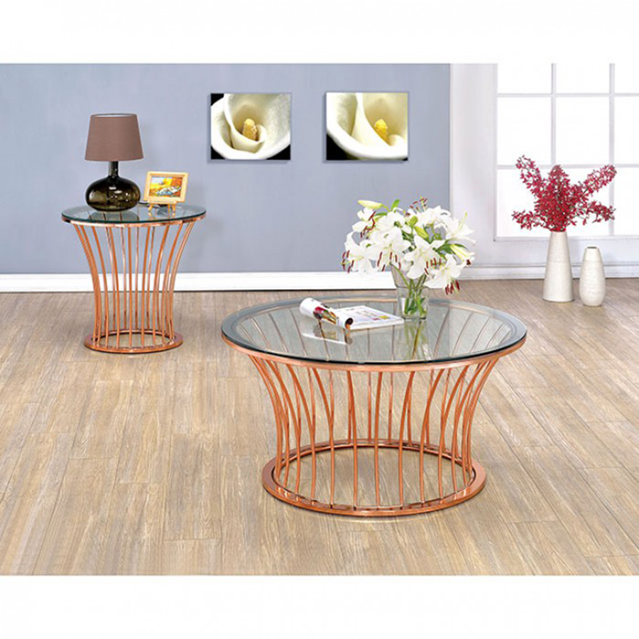 rose gold end table set