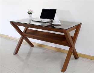 Light Walnut Clear Tempered Glass Top Writing Desk Shop For