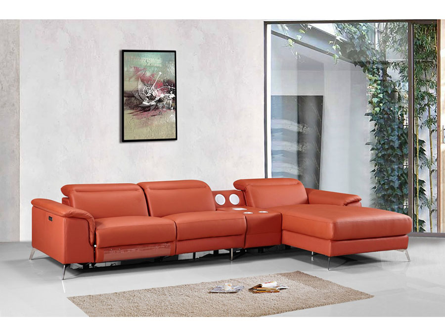 Sectional Sofa W Recliner In Orange Shop For Affordable Home