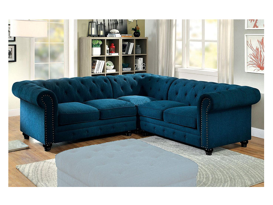 teal sectional living room