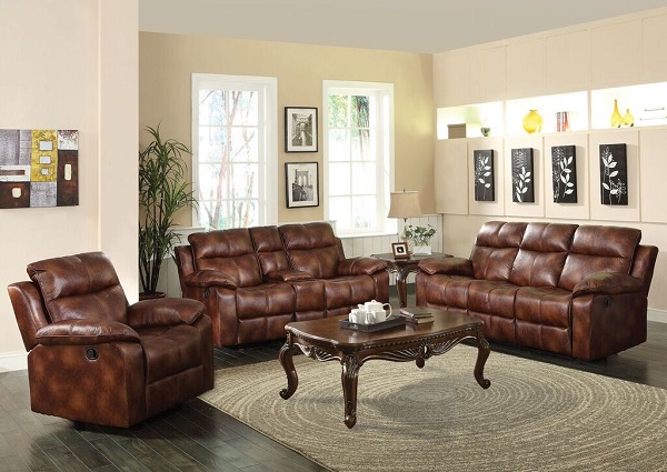 light brown reclining sofa