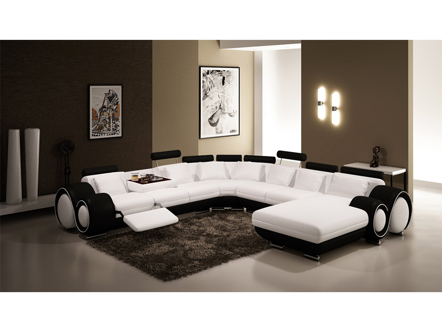 Black and White Leather Sectional Sofa - Shop for Affordable Home ...