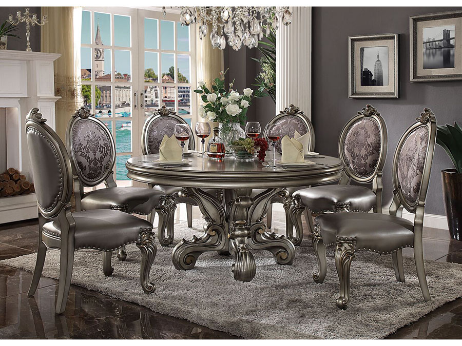 Versailles Antique Platinum Round Dining Set - Shop for Affordable Home ...